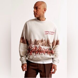Abercrombie Budweiser Holiday Graphic Crewneck Sweatshirt Size XL